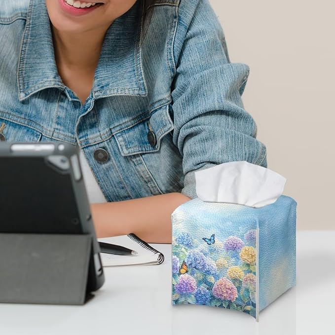 Butterflies Tissue Box Holder Stylish Waterproof PU Leather Square Tissue Box - Image 6