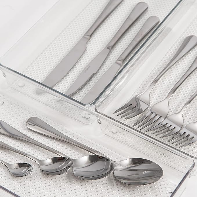 ihomecooker 3 Pack Large Clear Plastic Drawer Organizer Tray Cutlery Utensil - Image 5