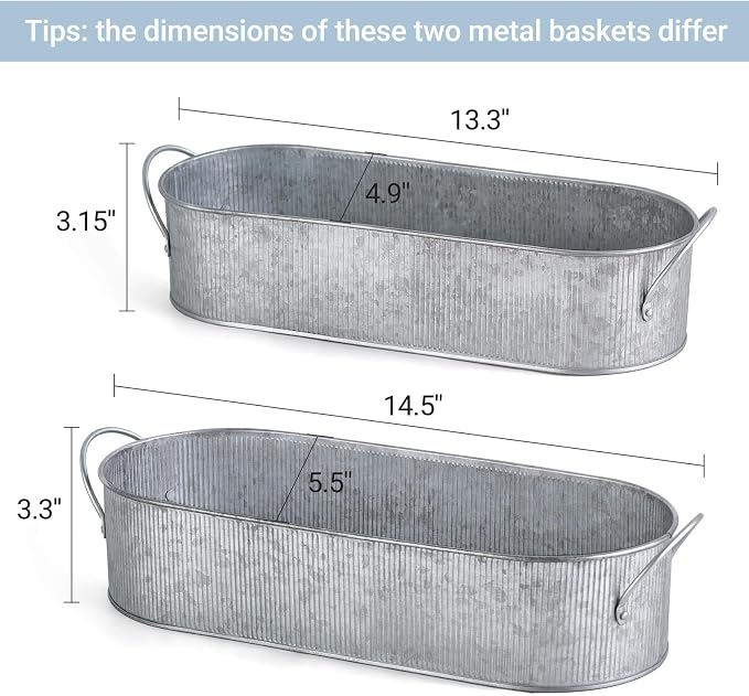 Mkono Metal Storage Basket for Toilet Tank Top Bathroom Decor, Galvanized Tray - Image 7