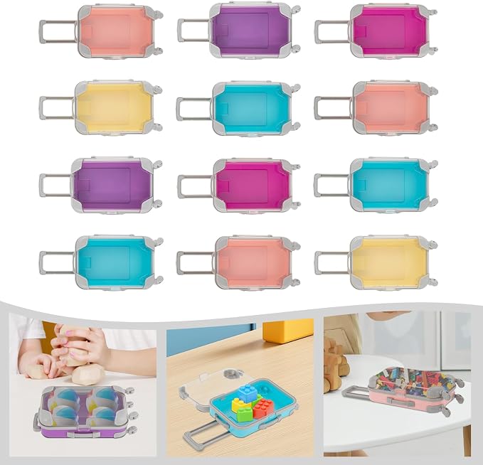 Jiabailie 12 Pack Mini Suitcase Party Favor Gift Box Plastic Mini Luggage - Image 7