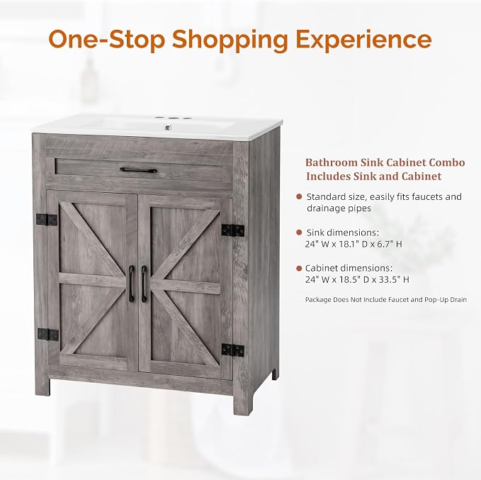 VINGLI 30" Farmhouse Bathroom Vanity - Image 8