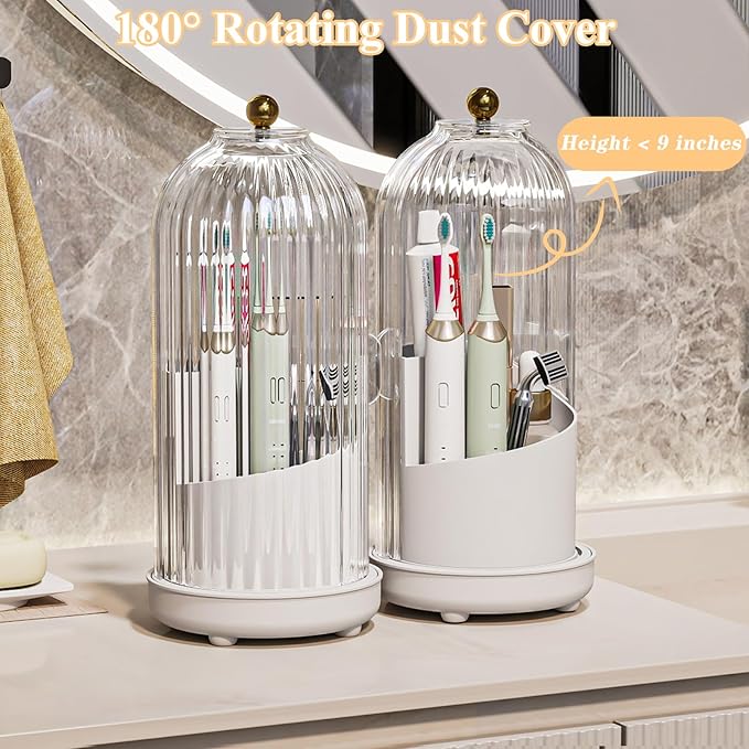 Toothbrush Holders with Cover, Drainage Rotating Electric Toothbrush Organizer - Image 4