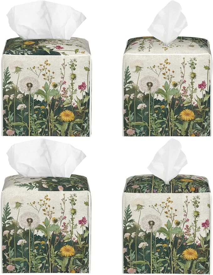 Retro Herbs Spring Dandelion Tissue Box Cover Leaves Summer Holiday Square - Image 2
