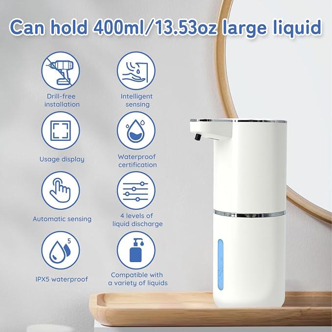 Liquid Soap Dispenser, Automatic Soap Dispenser, 13.5oz/400ml Automatic Soap - Image 4