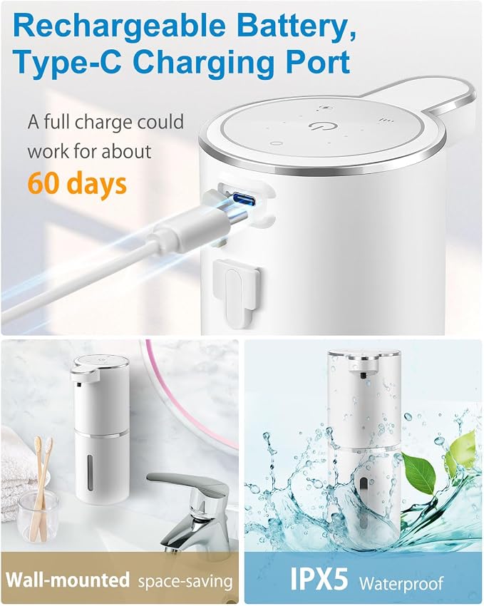 Automatic Liquid Soap Dispenser, 4-Level Adjustable, Wall Mount, USB - Image 5