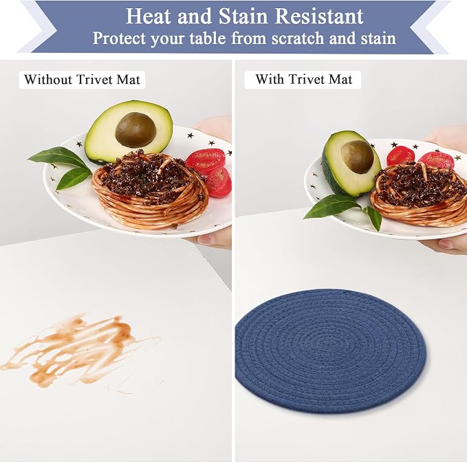 SHACOS 10 Inches Trivets for Hot Dishes, 4 Pieces Cotton Trivets Mats for - Image 4