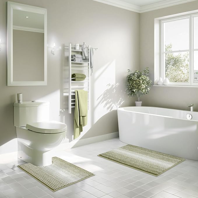 Bathroom Rugs Sets 2 Piece, Toilet Rugs U-Shaped, Contour Bath Mat Rugs Set - Image 2