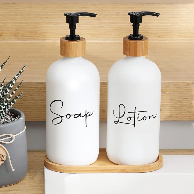 17 oz Hand Soap Dispenser Empty Glass Lotion Pump Bottles, Refillable Liquid - Image 2
