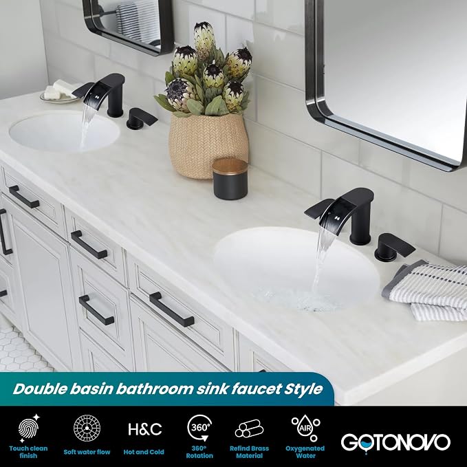 gotonovo Waterfall 8 inch Widespread Bathroom Faucet Set Bathroom Sink Faucet 3 - Image 9