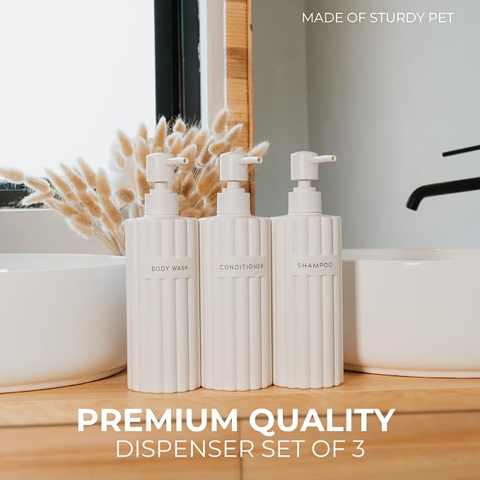 Stylish Shampoo and Conditioner Dispenser Set of 3 - Image 4