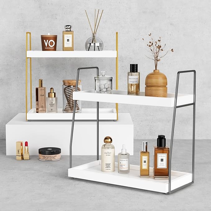 Forbena 2 Tier Bathroom Counter Organizer, Wood Shelf Tray - Image 6
