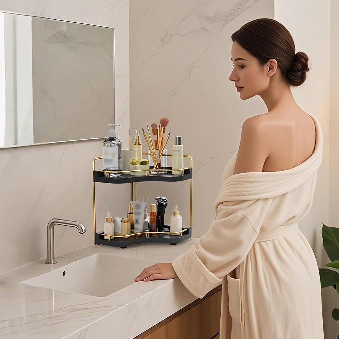 2-Tier Corner Bathroom Counter Organizer - Image 7