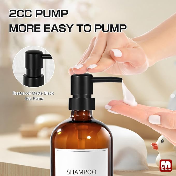 GMISUN Glass Shampoo and Conditioner Dispenser, Shower Soap Dispenser Bottles - Image 6