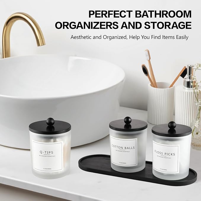 3 Pack Qtip Holder Bathroom Set, Cotton Ball Swab Pad Holder Cotton Round Floss - Image 5