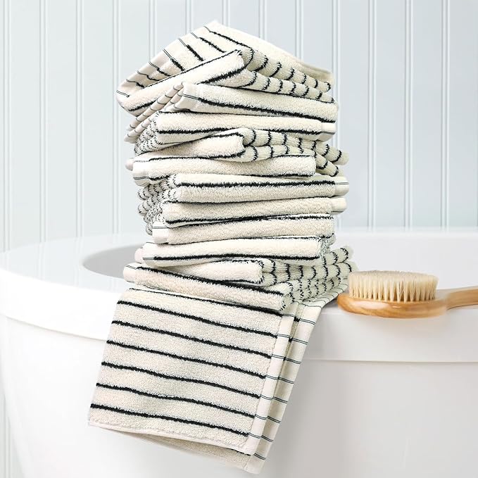 Jacquotha Striped Cotton Washcloths 12 Pack, 13” x 13” - Image 6