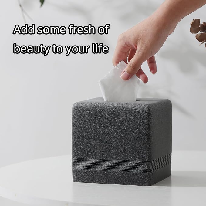 Tissue Box Cover Square, Resin Facial Tissue Holder Covers Cube Toilet Paper - Image 2