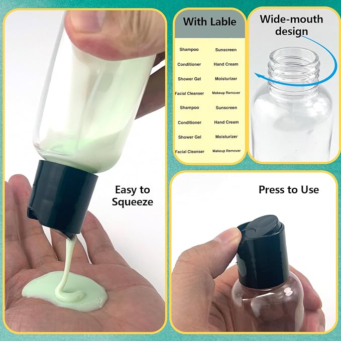 6 Pack Travel Bottles for Toiletries, 3.4oz Travel Shampoo Bottles Leak-Proof - Image 6