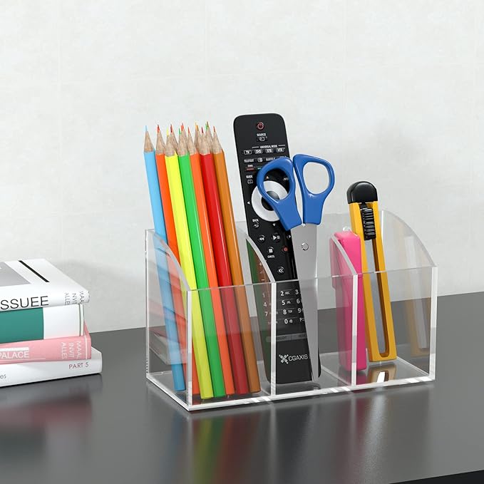 Acrylic Pen Holder Box 3 Compartments, Acrylic Organizer Holder - Image 5