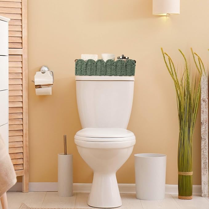 Toilet Paper Storage Basket Bathroom Counter Organizer Wicker Baskets - Image 3