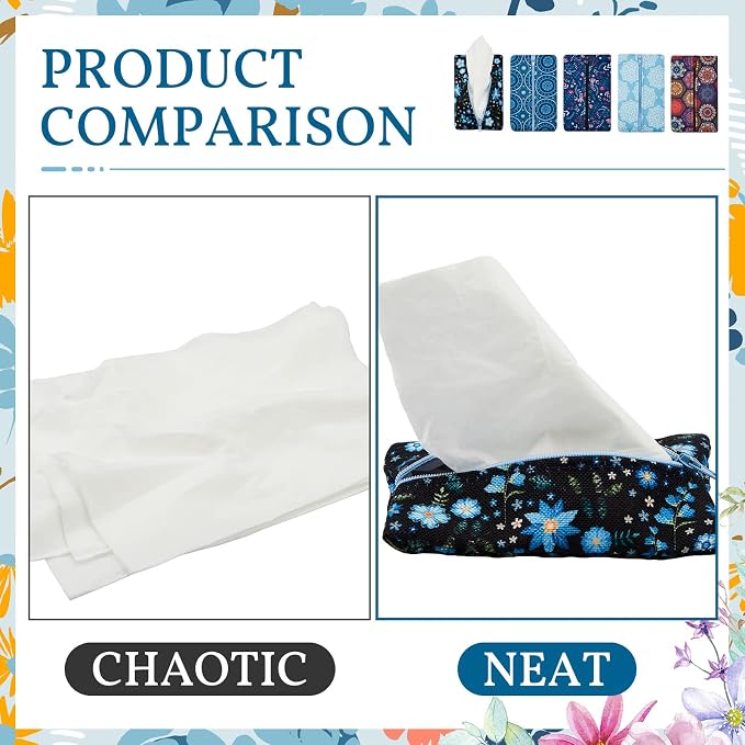 5 Pieces Tissues Purse Pocket Tissue Holder Reusable Travel Pouch Fabric Zipper - Image 2