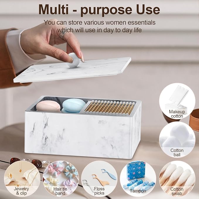 Cotton Swab Holder, 16 OZ Qtip Holder Dispenser - Image 3