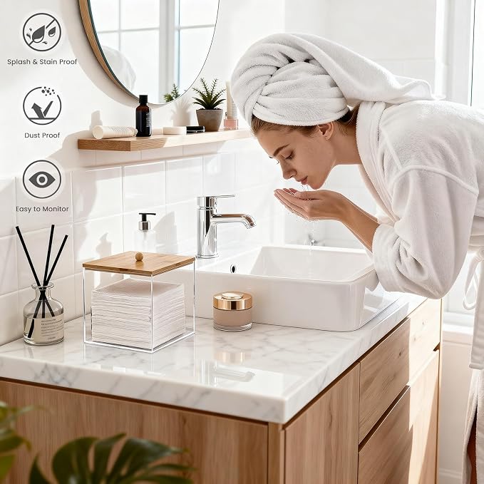 Puricon Acrylic Disposable Facial Towels Holder, Face Towelettes Container - Image 4
