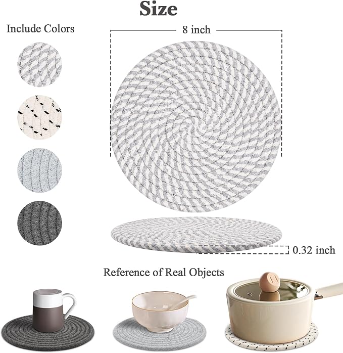Trivets for Hot Dishes, 4 Pot Holders for Kitchen, Heat Resistant Mats for - Image 2