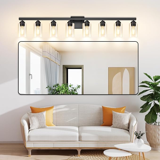 8-Light Bathroom Light Fixtures, Matte Black Light Fixture, Classic Wall Light - Image 9