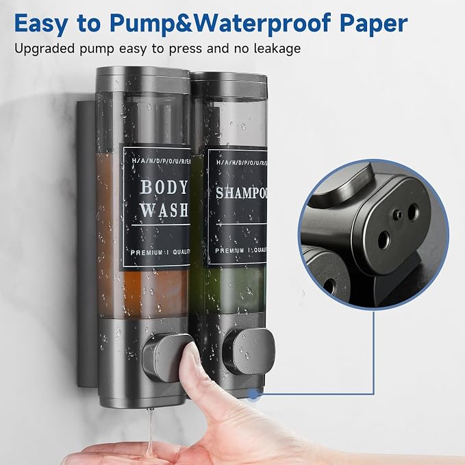 2-Chamber Wall-Mounted Shower Soap Dispenser - Image 3