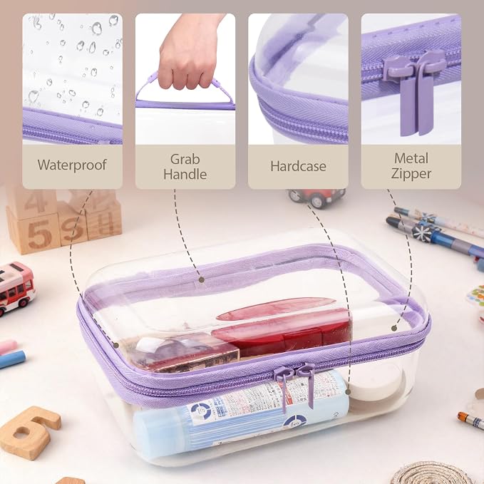3 Pack Clear Hard Shell Zipper Case - Image 5