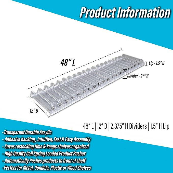 STORE FIXTURES DIRECT Auto Feed Shelf Product Pusher Kit, Adjustable Pushing - Image 2