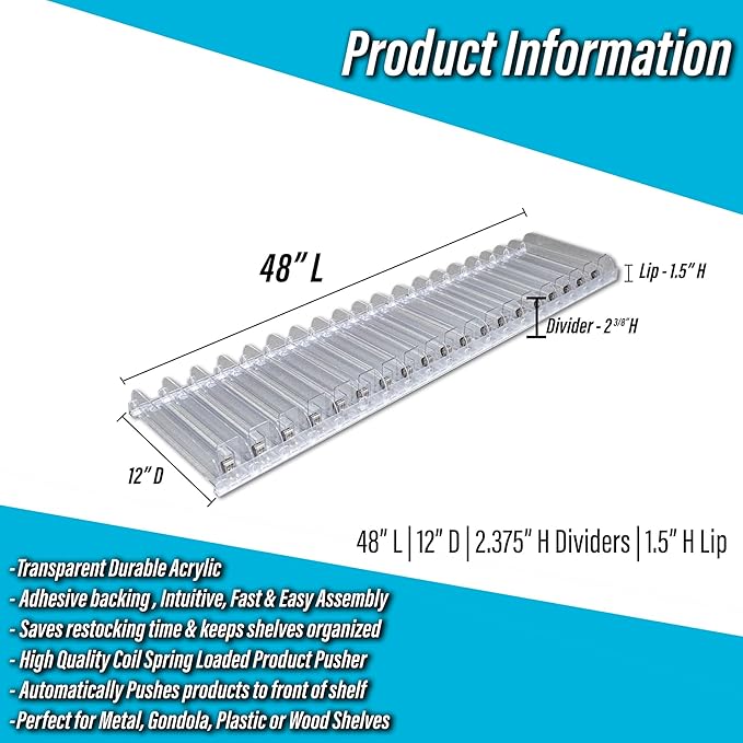 STORE FIXTURES DIRECT Auto Feed Shelf Product Pusher Kit, Adjustable Pushing - Image 2