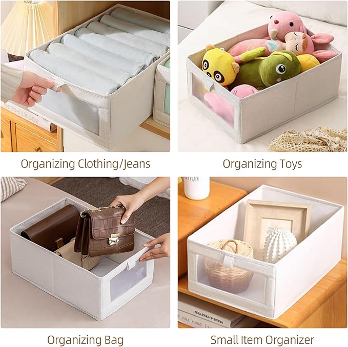 Linen Closet Organizers And Storage, 4 Pack Storage Bins Baskets - Image 6