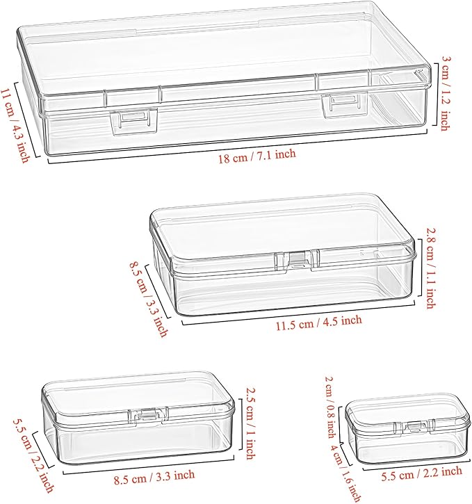 Goodma 24 Pieces Mixed Sizes Rectangular Empty Mini Clear Plastic Organizer - Image 2