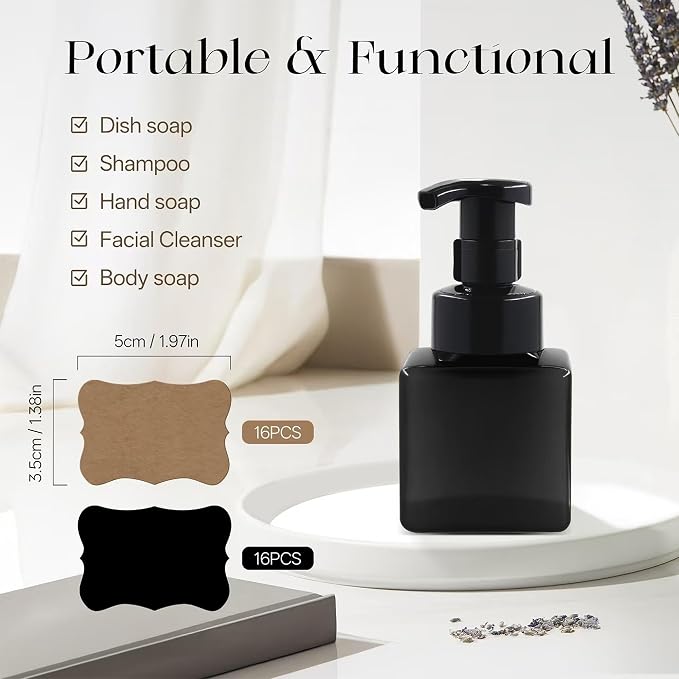 8.5 oz Foaming Soap Dispenser Plastic Foaming Pump Bottle, Refillable Dispenser - Image 3