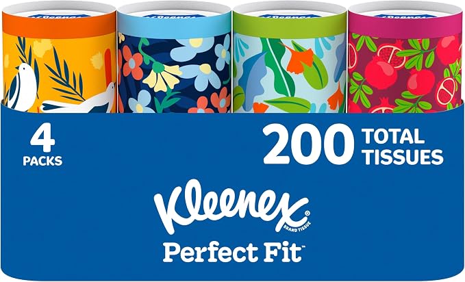 Kleenex Perfect Fit Facial Tissues, 4 Cannisters, 50 Tissues per Can, Packaging by Kleenex%C2%AE