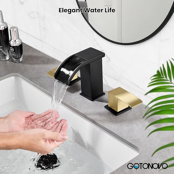 gotonovo Waterfall 8 inch Widespread Bathroom Faucet Set Bathroom Sink Faucet 3 - Image 4