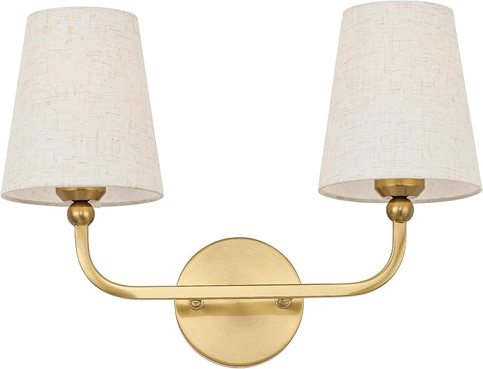 2-Light Bathroom Light Fixtures, Brushed Gold Vanity Lights, Double Wall Sconce by Metwet