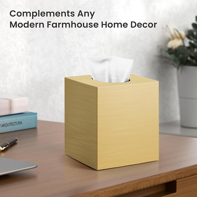 Tissue Box Cover, Square Modern Facial Acrylic Tissue Holder Napkin Dispenser - Image 5