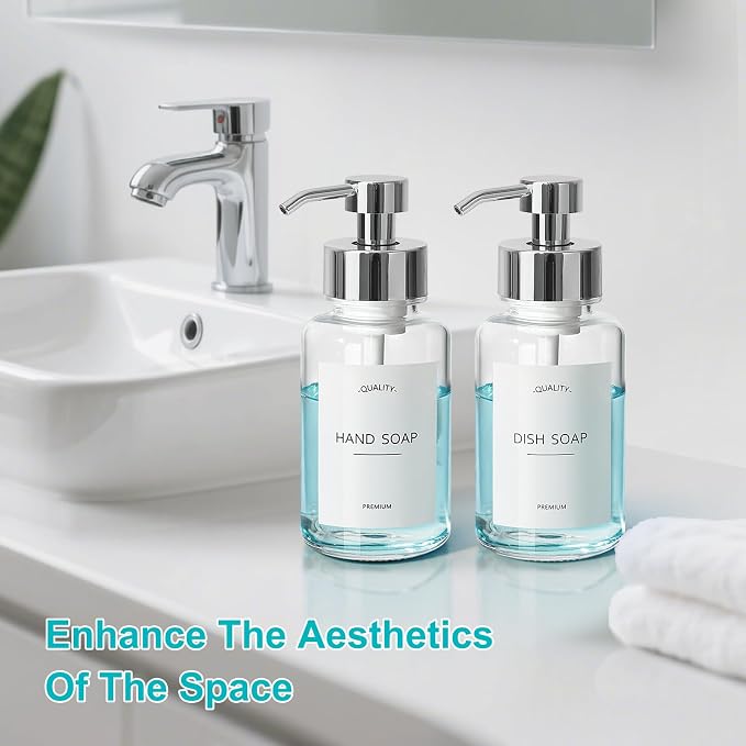 Foaming Soap Dispenser, 14.1 oz/400ml Foaming Hand Soap Dispenser, 2 Pack Glass - Image 8