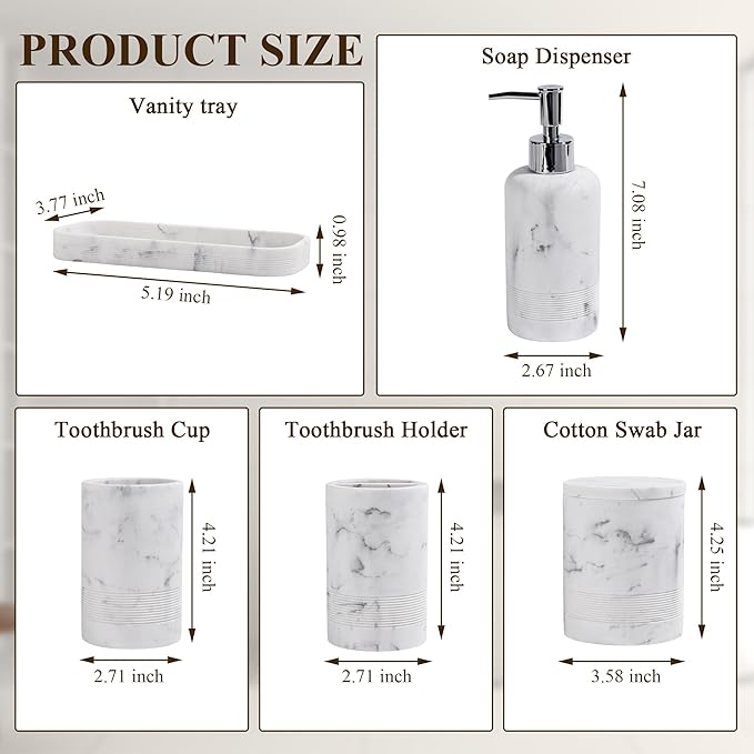 Bathroom Accessories Set, 6-Piece Bathroom Accessory Set, Toothbrush Holders Set - Image 7
