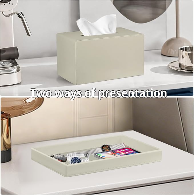 PU Leather Tissue Box Cover Rectangle - Image 2