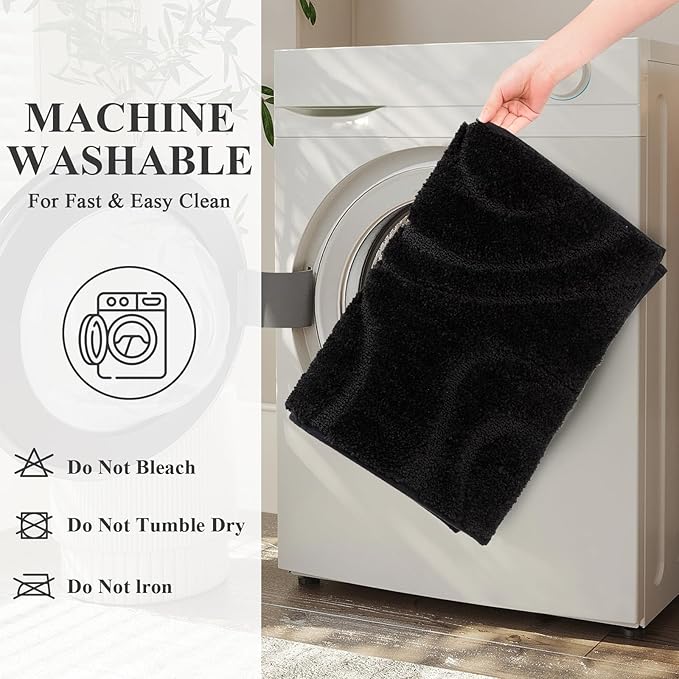 HEBE Bathroom Rugs Sets 5 Piece, Soft Absorbent Microfiber Bath Mat - Image 6