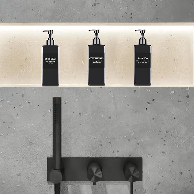 Refillable Shampoo and Conditioner Dispenser Plastic Shampoo Pump Bottles Set - Image 7