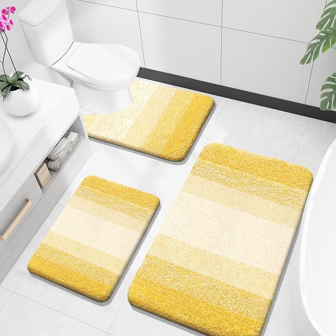 OLANLY Bathroom Rugs Sets 3 Piece, Soft Absorbent Microfiber Bath Mats and by OLANLY