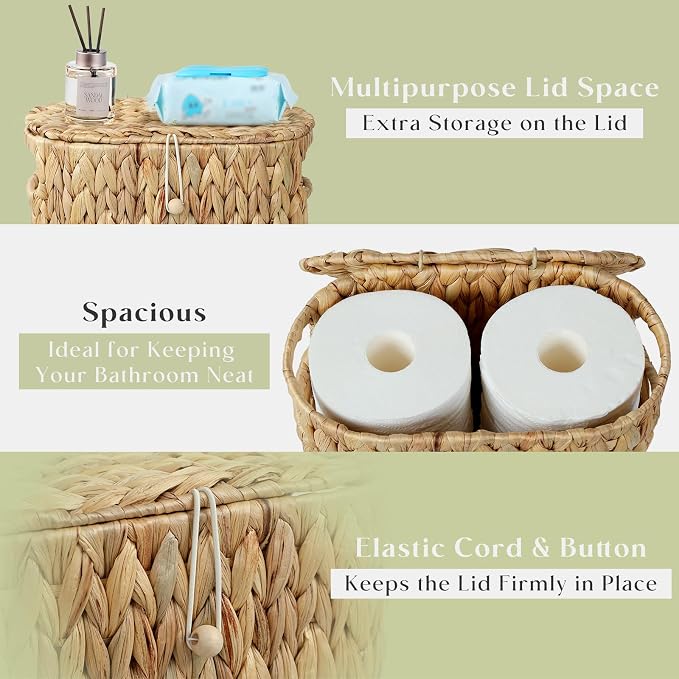YANGQIHOME Toilet Paper Storage, Water Hyacinth Toilet Paper Storage - Image 4