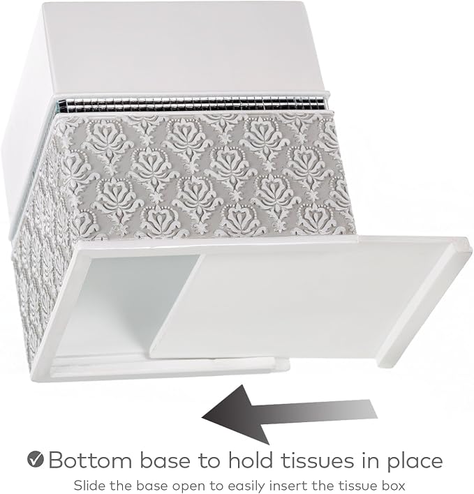 Creative Scents Mirror Damask Square Tissue Box Cover - Image 4