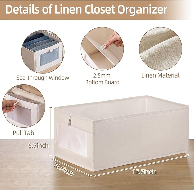 Linen Closet Organizers And Storage, 4 Pack Storage Bins Baskets - Image 2