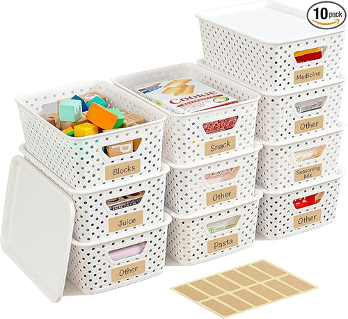 10 Pack Plastic Storage Bins by Unknown