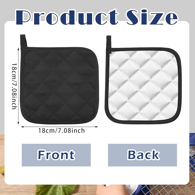 Bokon 12 Pcs Pot Holders for Kitchen, Heat Resistant Cotton Hot Pad Oven Mitts - Image 2